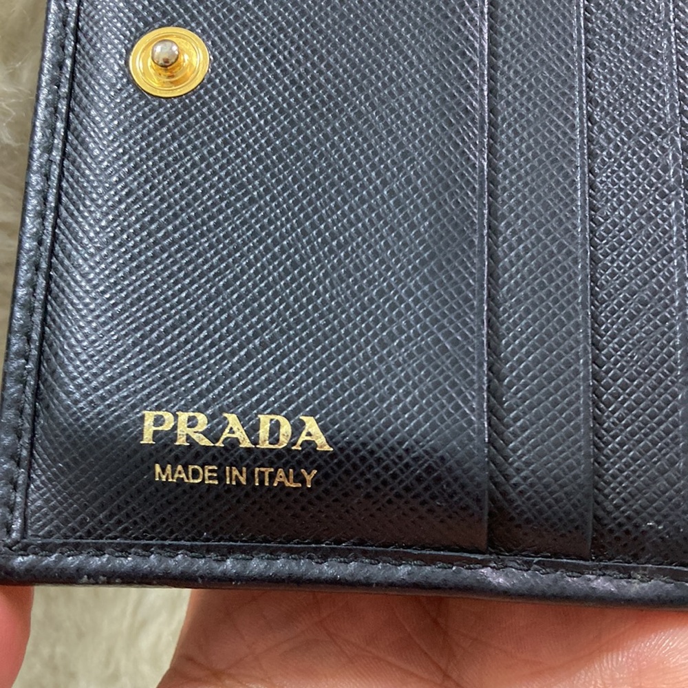 Prada Black Saffiano Leather Wallet with Gold Logo - Picture 8 of 12